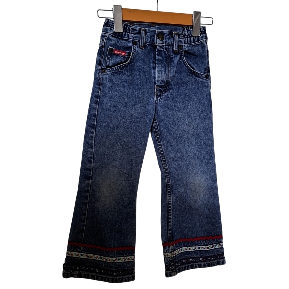 🇨🇦 Vintage OshKosh B’gosh Jeans Kids Toddlers 5 • Floral Trim Denim •